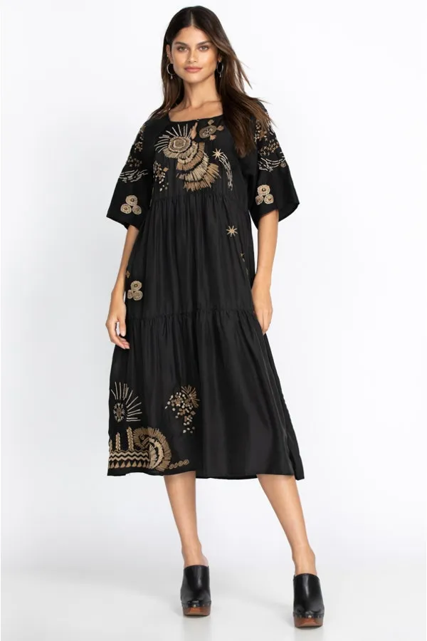 Johnny Was Antonia Raglan Tiered Silk Dress