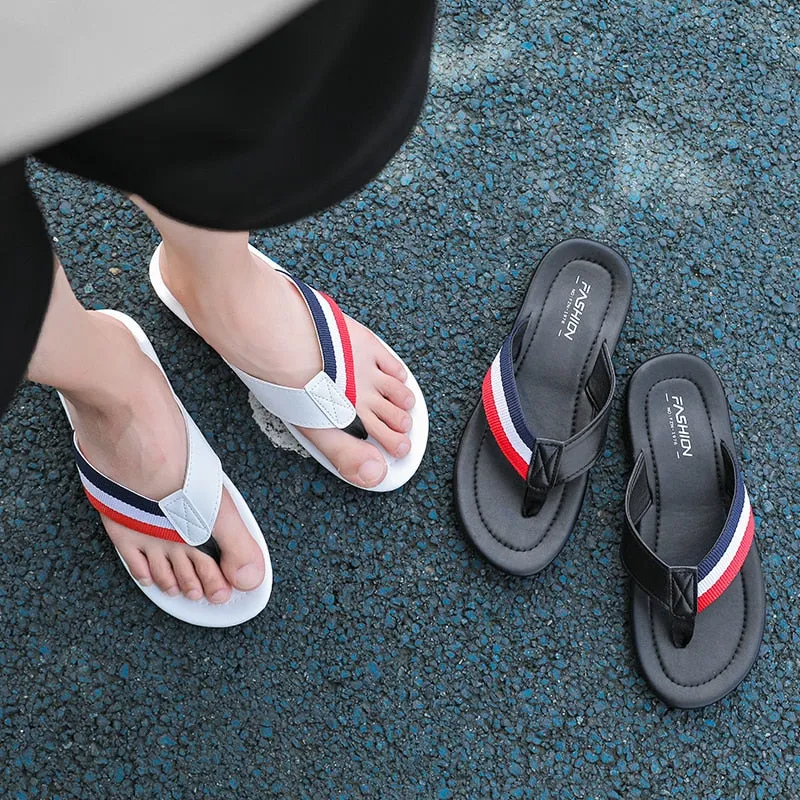 Summer Outdoor Beach Classic Black Flip Flops Slippers for Men