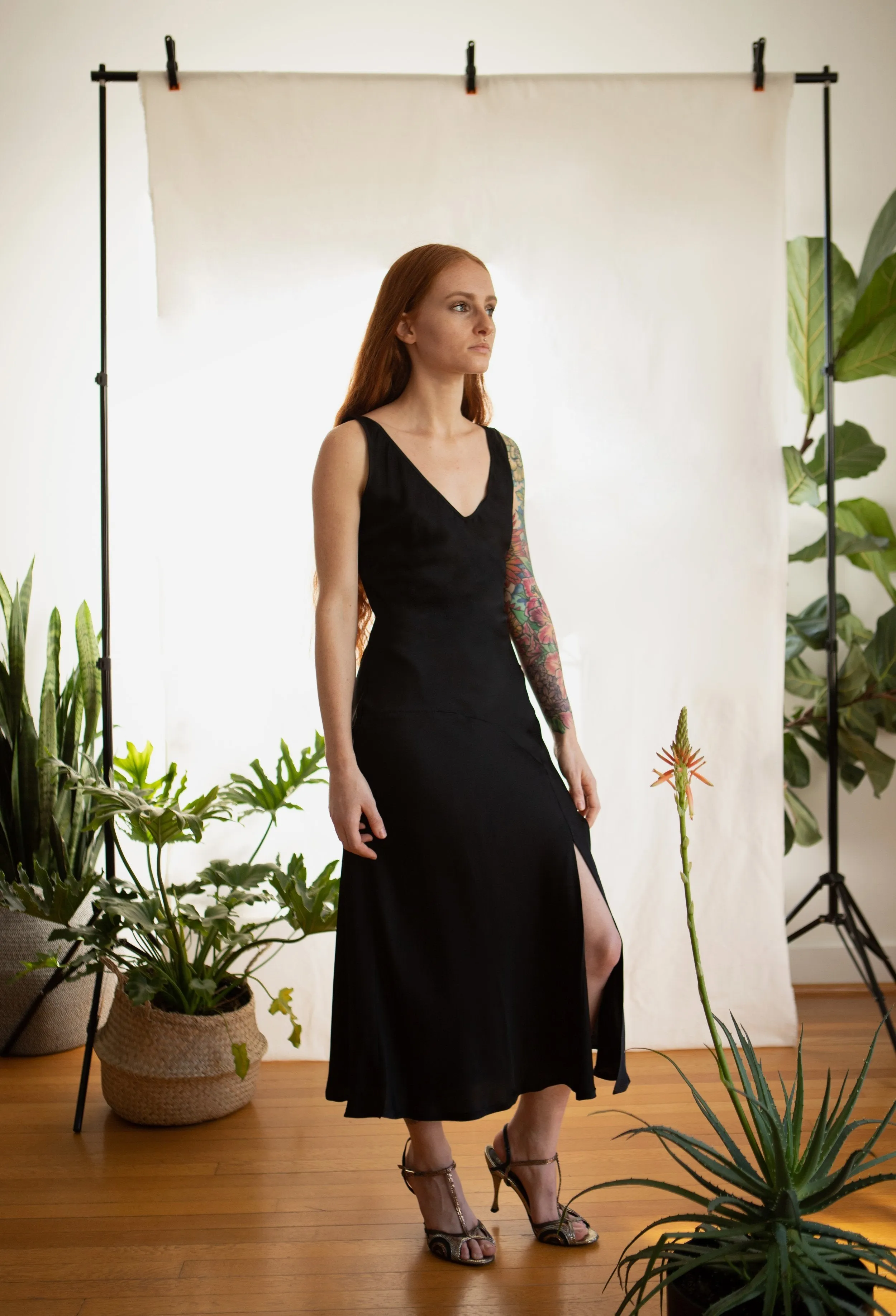 Mae Slip Dress / Black Silk