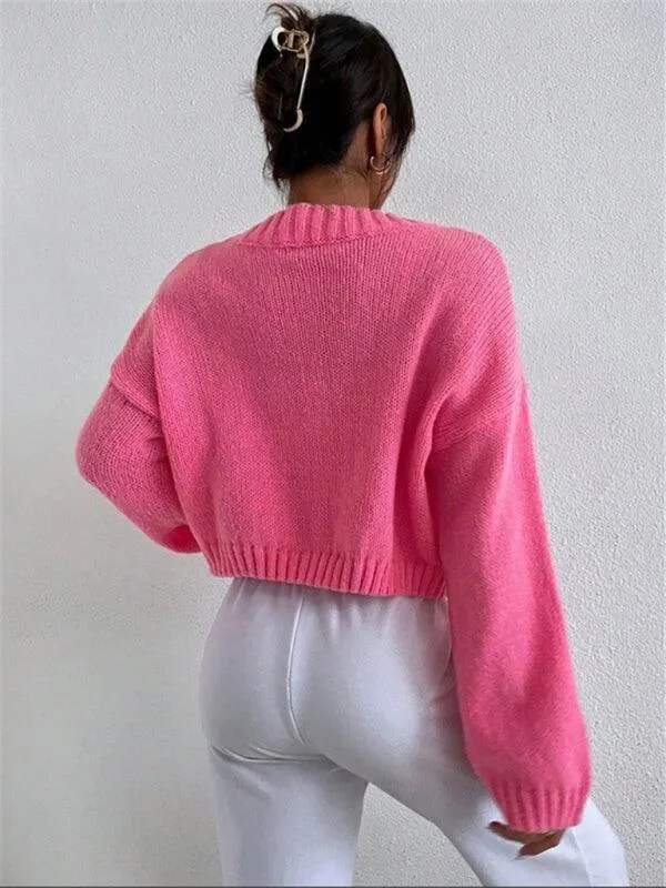 Cloud Crop Women Cardigan Sweater