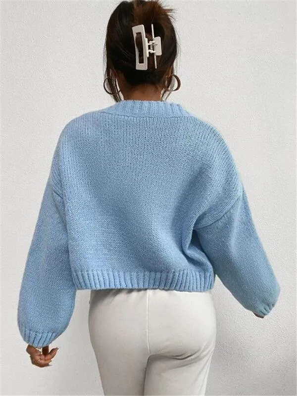 Cloud Crop Women Cardigan Sweater