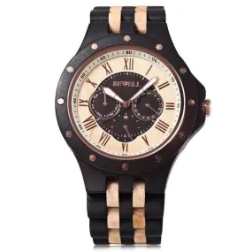 Luxury Wooden Watch with Wooden Bracelet and Quartz Display