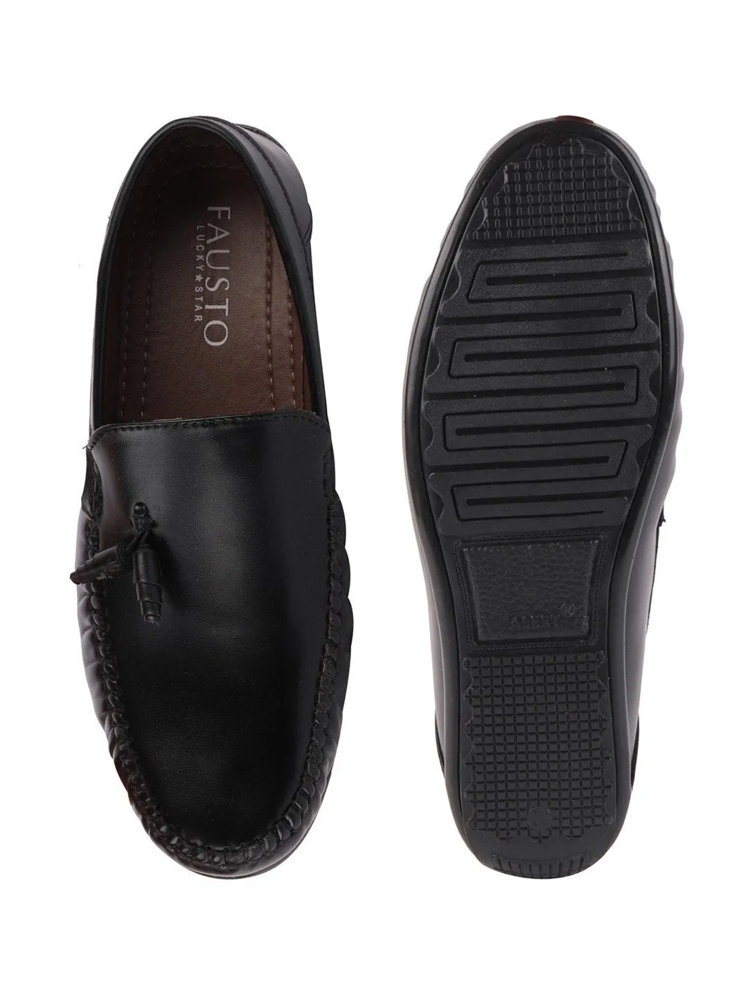 Men Black Casual Slip-On Loafers