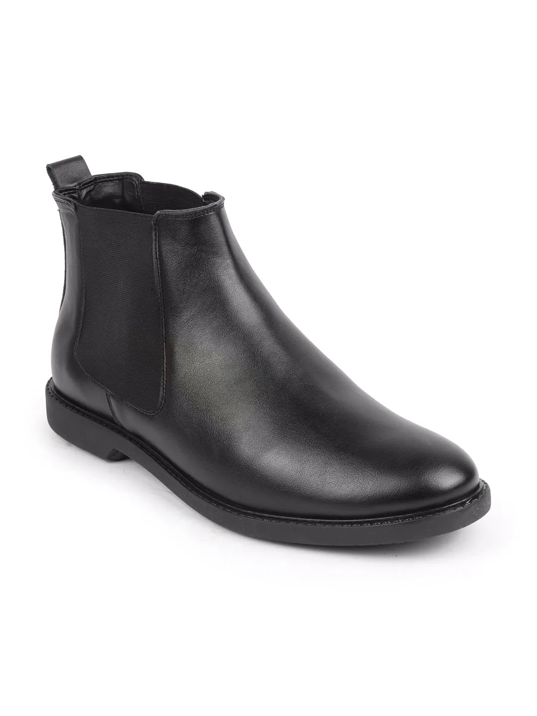 Men Black High Ankle Slip On Outdoor Fashion Winter Chelsea Boots