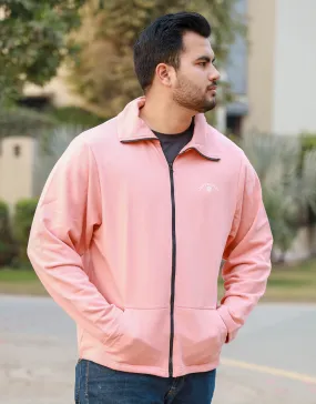 Men Fashion Pink Mock Neck Zipper