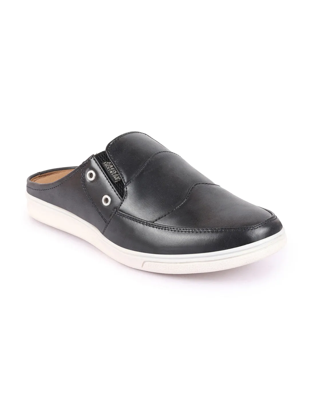 Men Blue Casual Back Open Classic Slip On Shoes