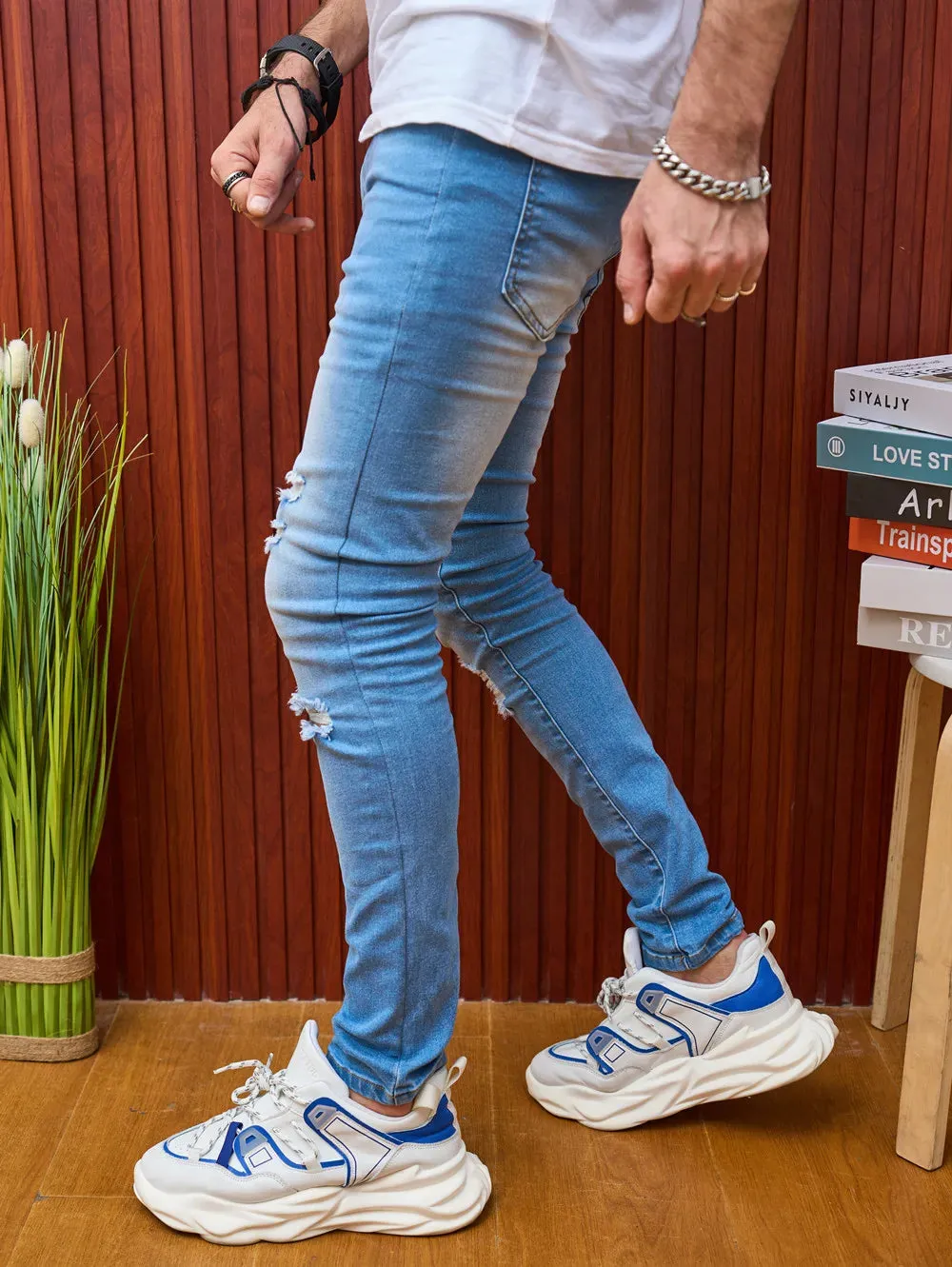 Men's Casual Ripped Slim Jeans