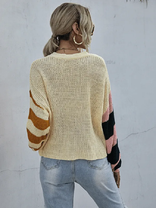 Stitching  Women Cardigan Sweater