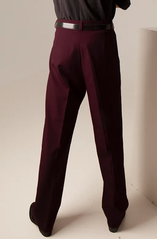 Burgundy Tango Pants With Three Pleats