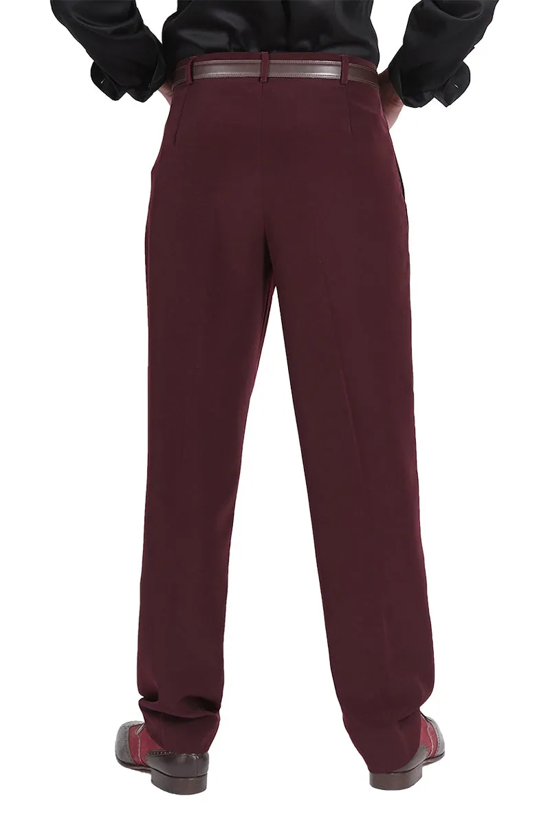 Burgundy Tango Pants With Three Pleats