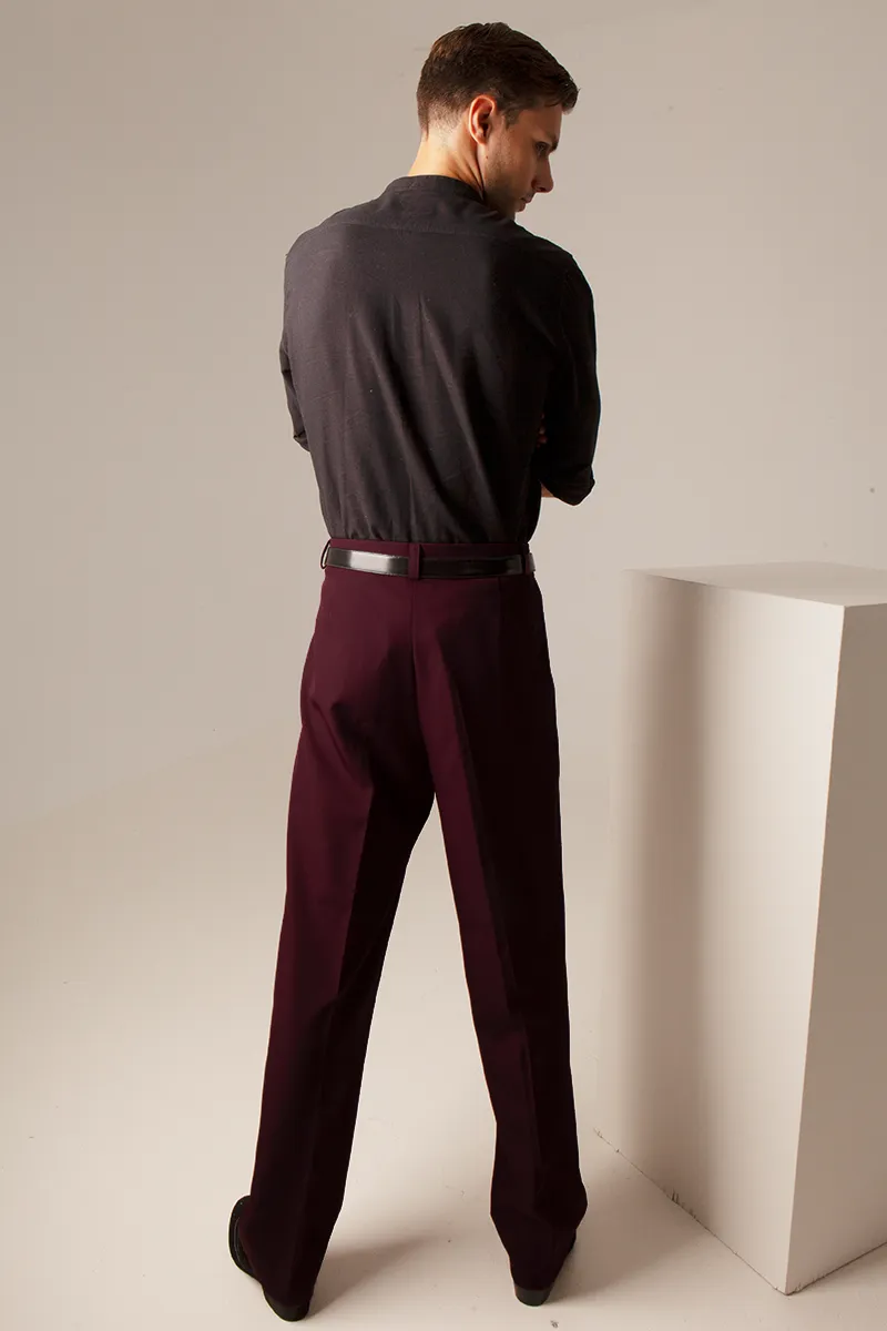 Burgundy Tango Pants With Three Pleats