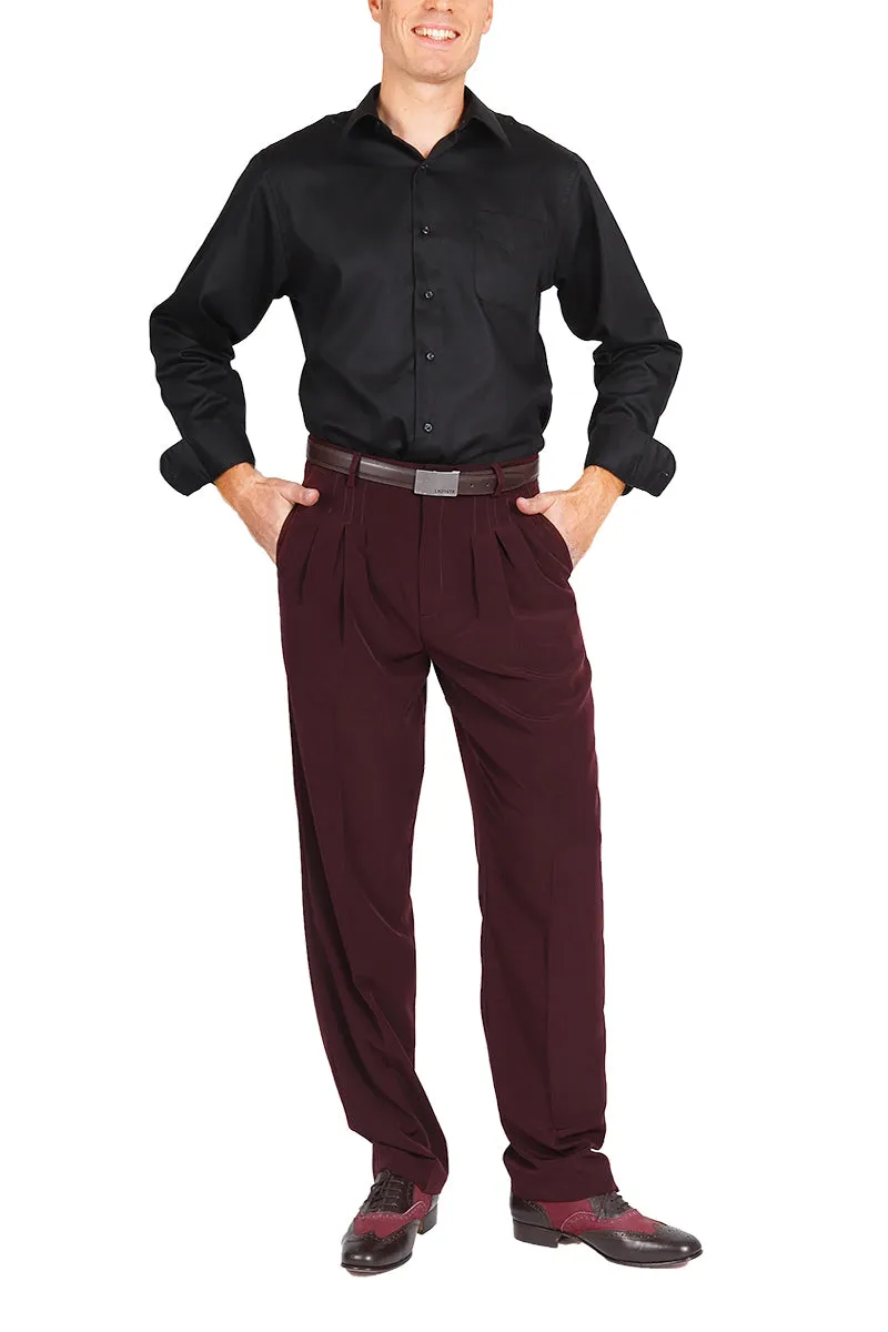 Burgundy Tango Pants With Three Pleats