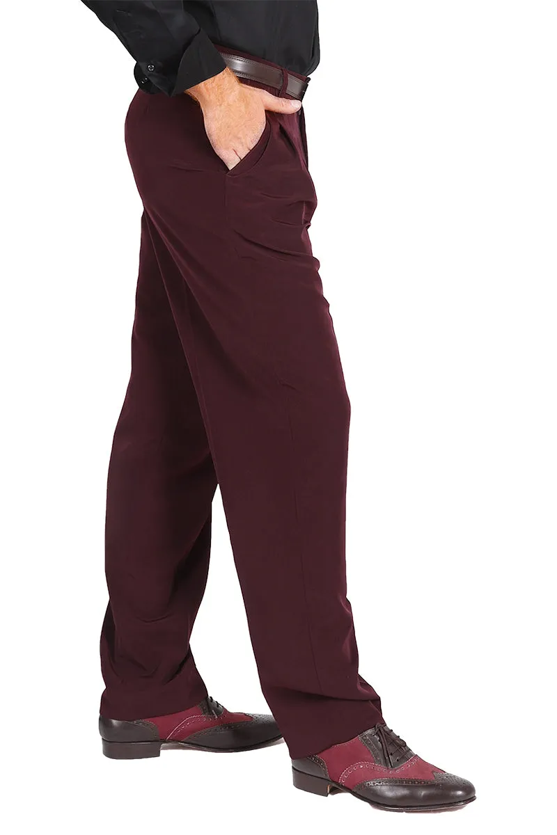 Burgundy Tango Pants With Three Pleats