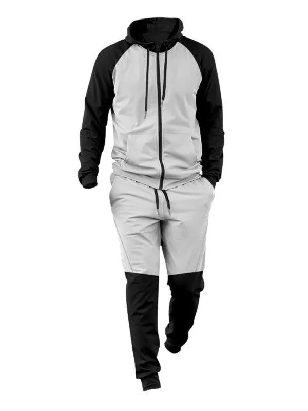 Patchwork Hooded Sweatshirt Men Tracksuit