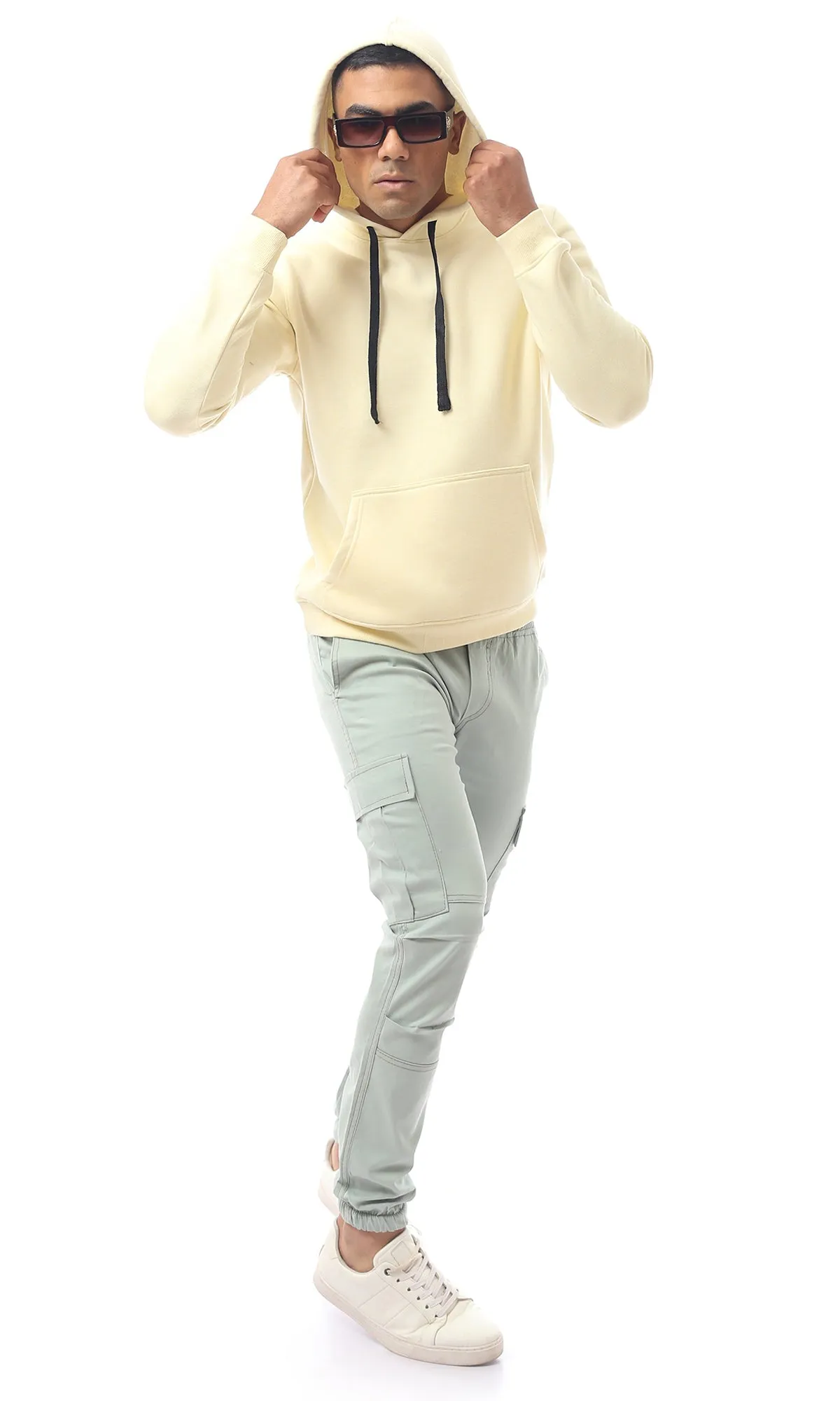 O172360 Solid Light Yellow Slip On Winter Sweat Shirt