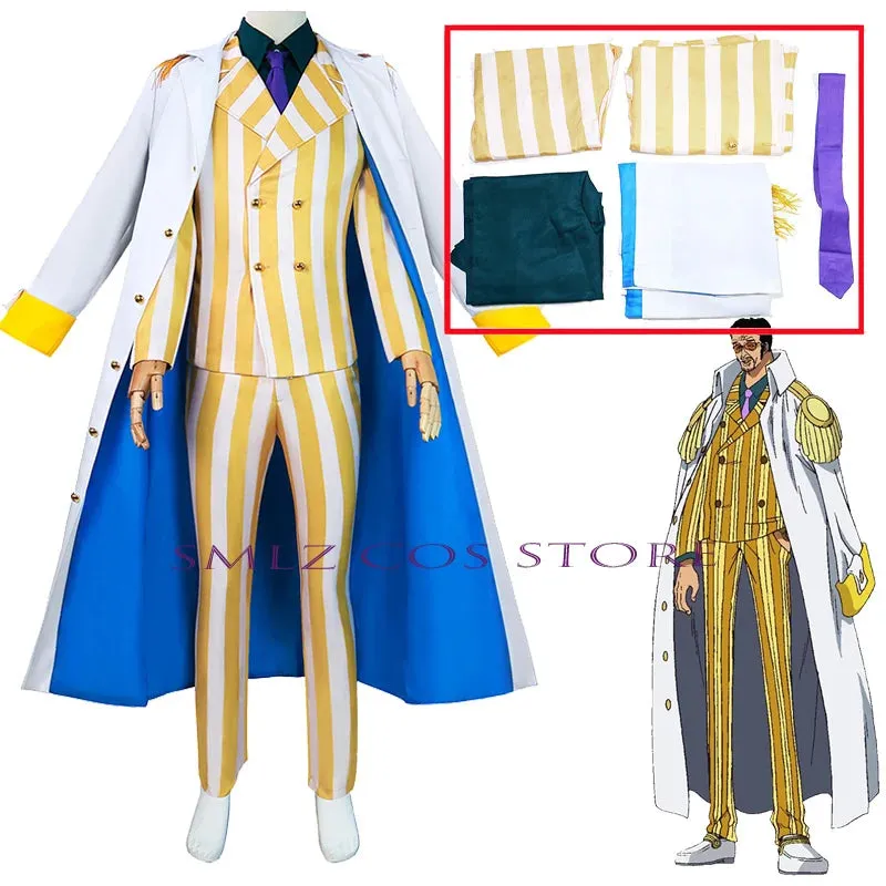 Anime Borsalino Cosplay Costume Admiral Kizaru Cloak And Uniform Suit Halloween Navy General Performance Costumes