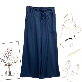 Patch Women Casual Pants Wide Leg High Waist Culottes Pants