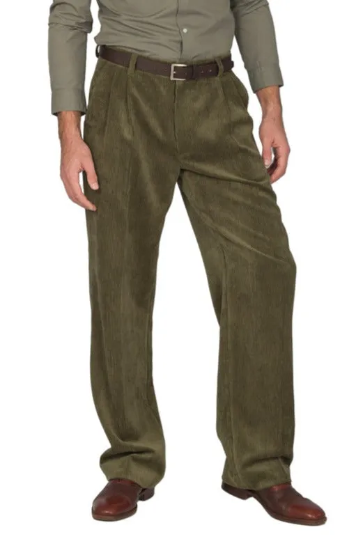 Olive Green Corduroy Tango Pants With Two Pleats (44)