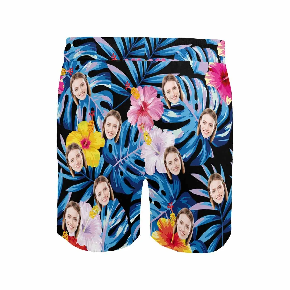 Personalized Swim Trunks Custom Face Blue Men's Quick Dry Swim Shorts Beach Swimsuit