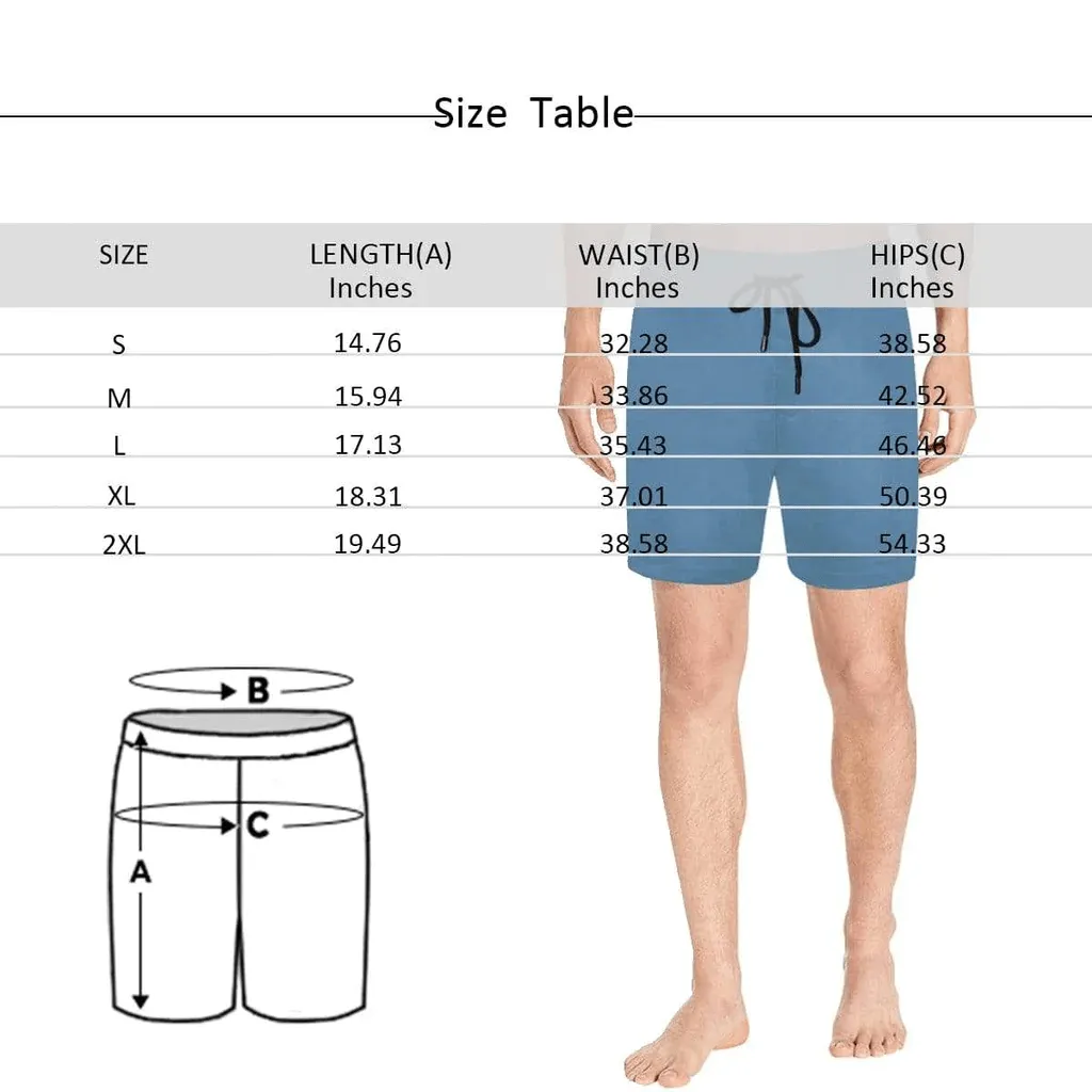 Personalized Swim Trunks Custom Face Blue Men's Quick Dry Swim Shorts Beach Swimsuit