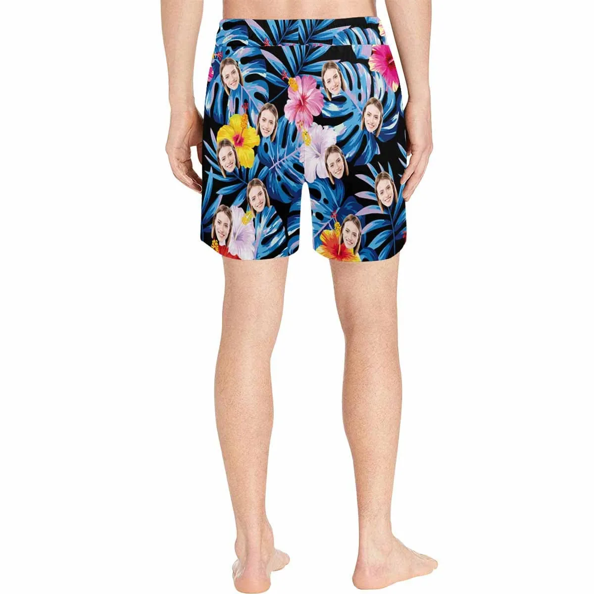 Personalized Swim Trunks Custom Face Blue Men's Quick Dry Swim Shorts Beach Swimsuit