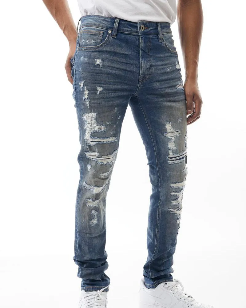 Distressed Washed Denim Jean