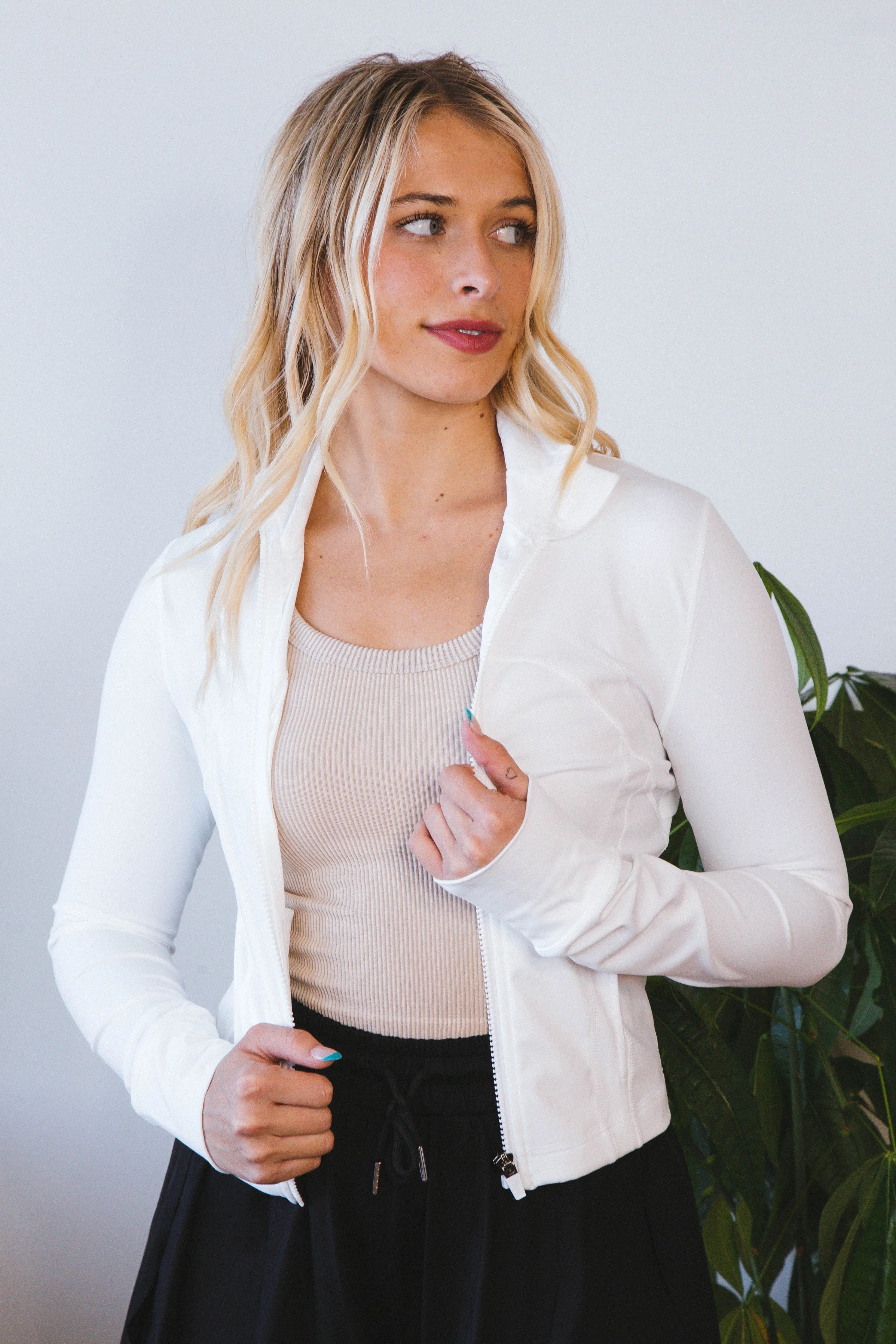 Raelynn Athletic Zip Up Jacket, White