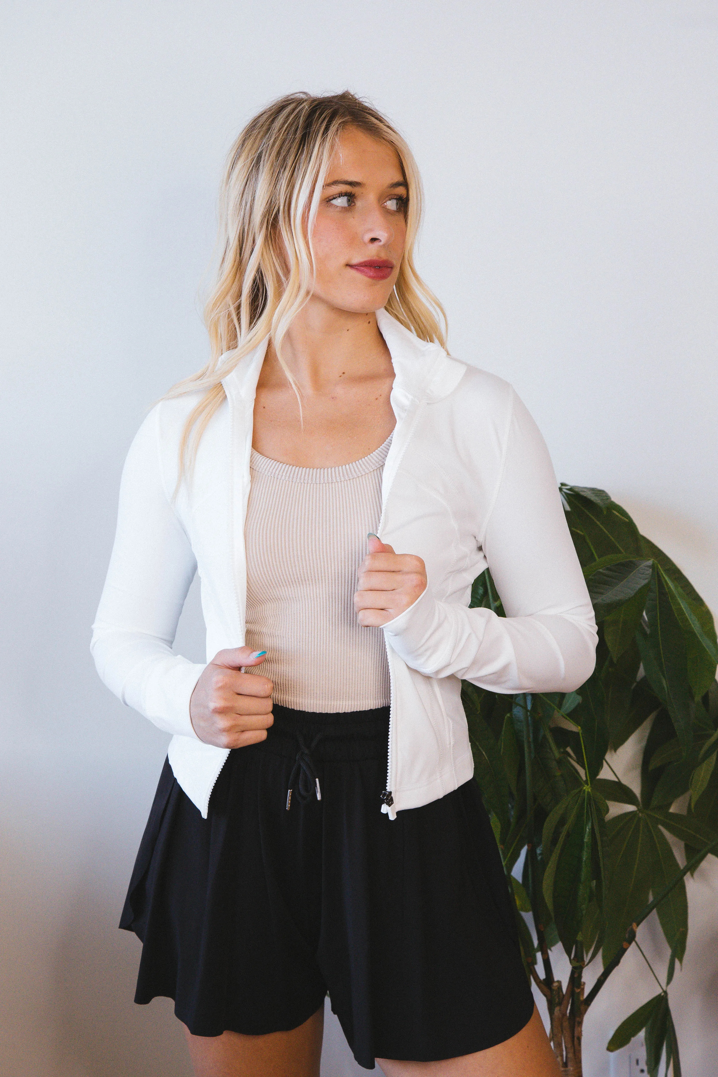 Raelynn Athletic Zip Up Jacket, White