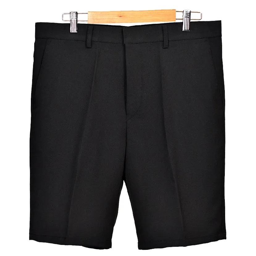 Black Turn-up Shorts For Mens Pants Summer Guys Korean Fashion Suits Basic Clothes Trousers Stretch Spandex Slacks