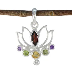 Riyo Delightful Gemstone Multi Faceted Multi Color Multi Stone Sterling Silver Pendant Gift For Friend