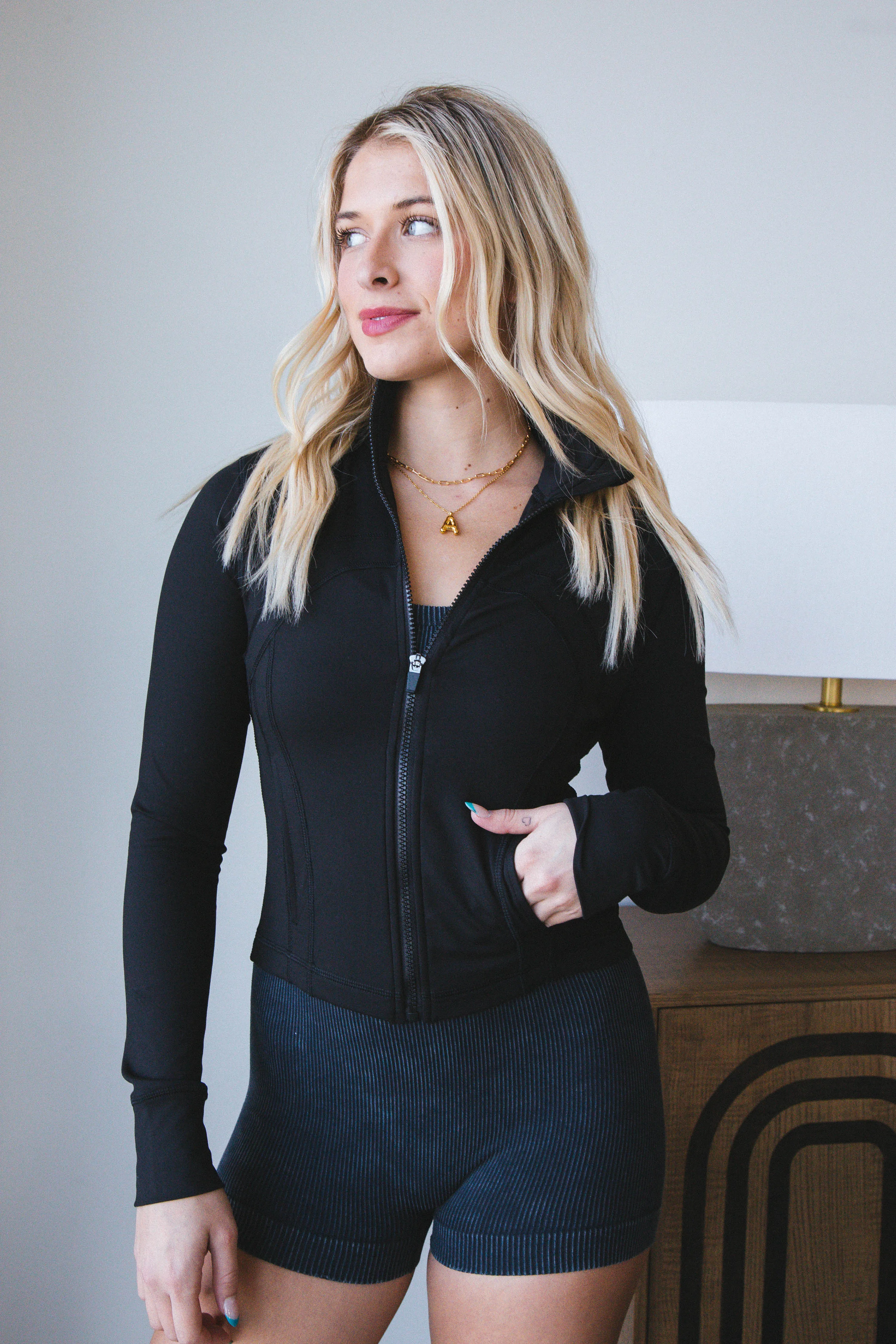 Raelynn Athletic Zip Up Jacket, Black