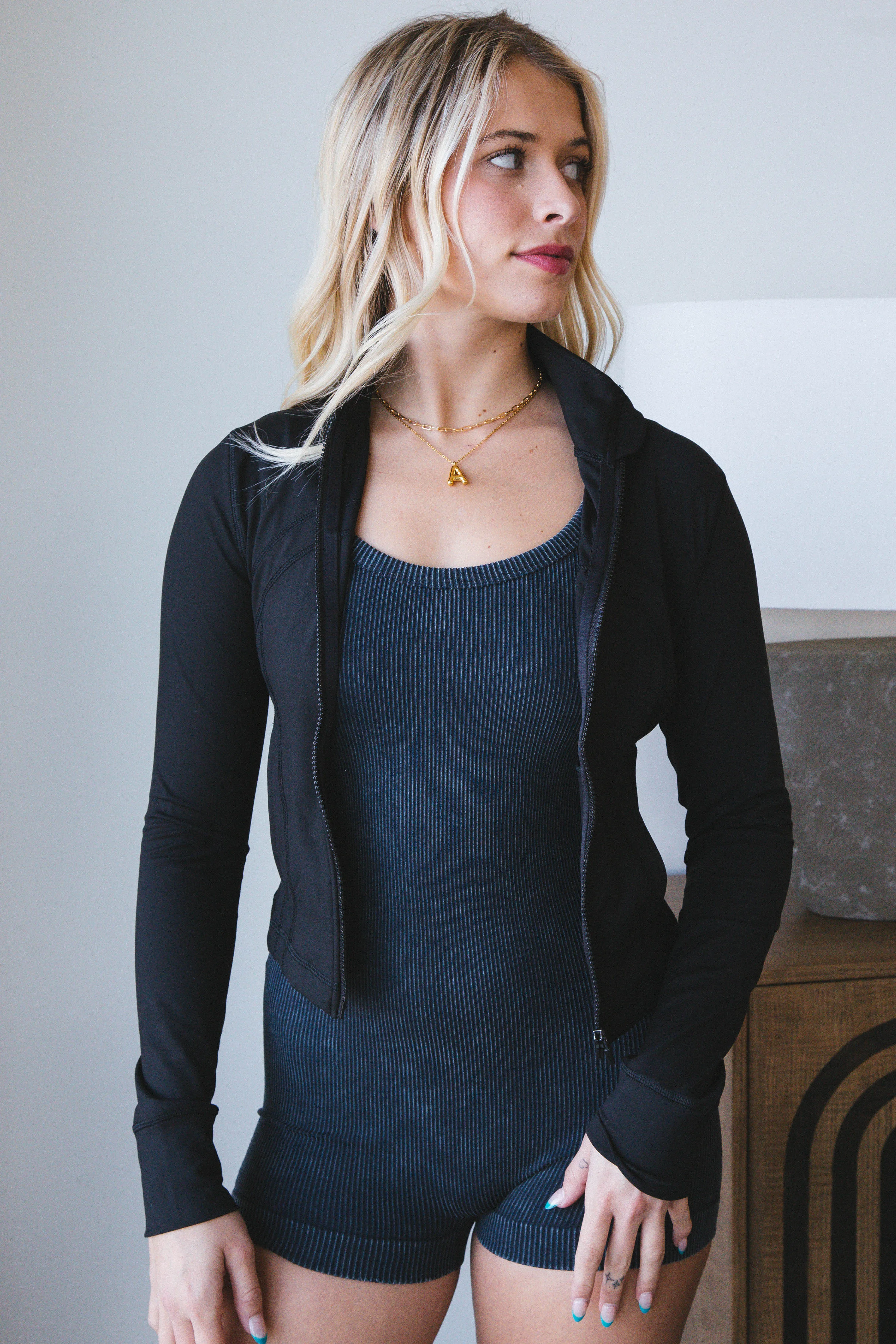 Raelynn Athletic Zip Up Jacket, Black