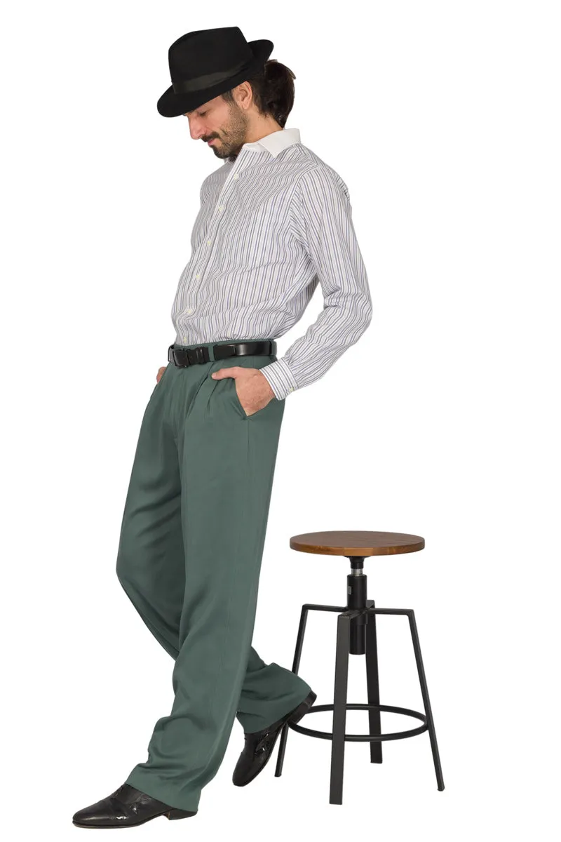 Sage Green Tango Pants With Two Pleats