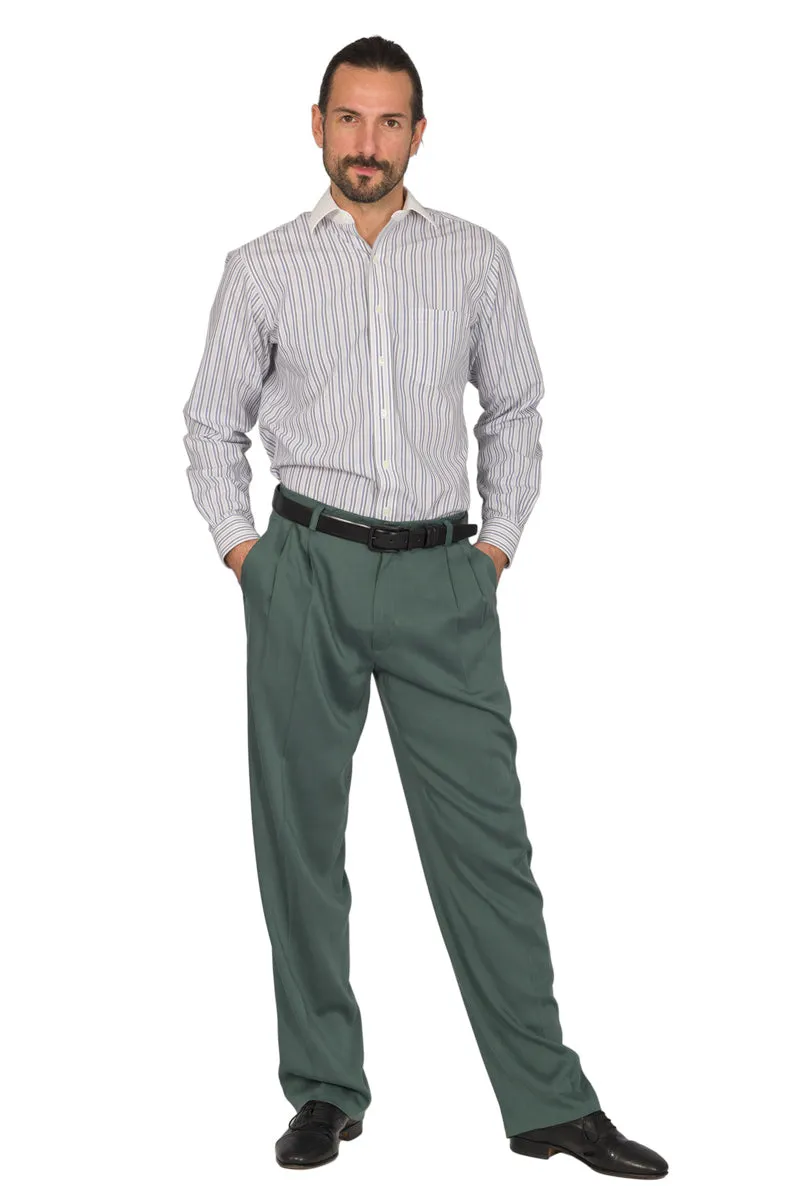 Sage Green Tango Pants With Two Pleats