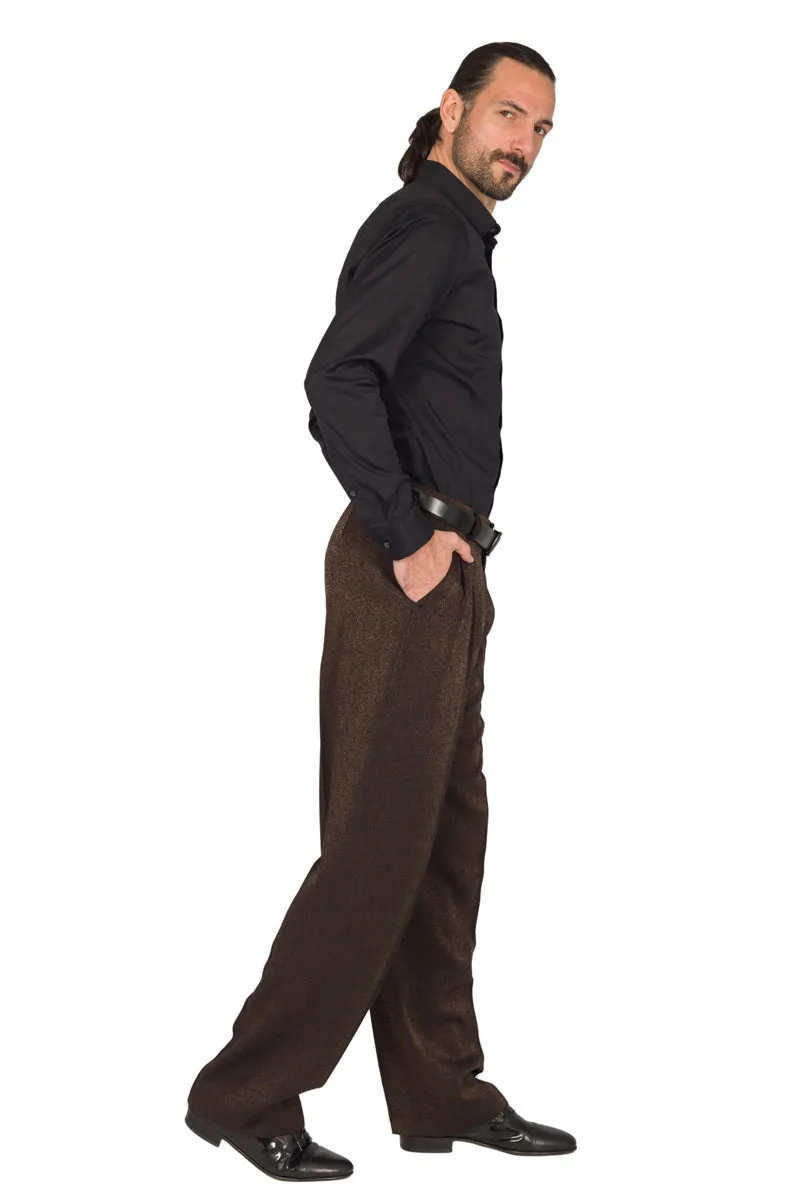 Black Bronze Effect Tango Pants With Two Pleats