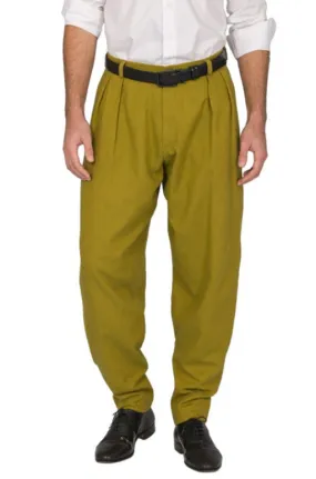 Tapered Olive Green Tango Pants With Two Big Pleats