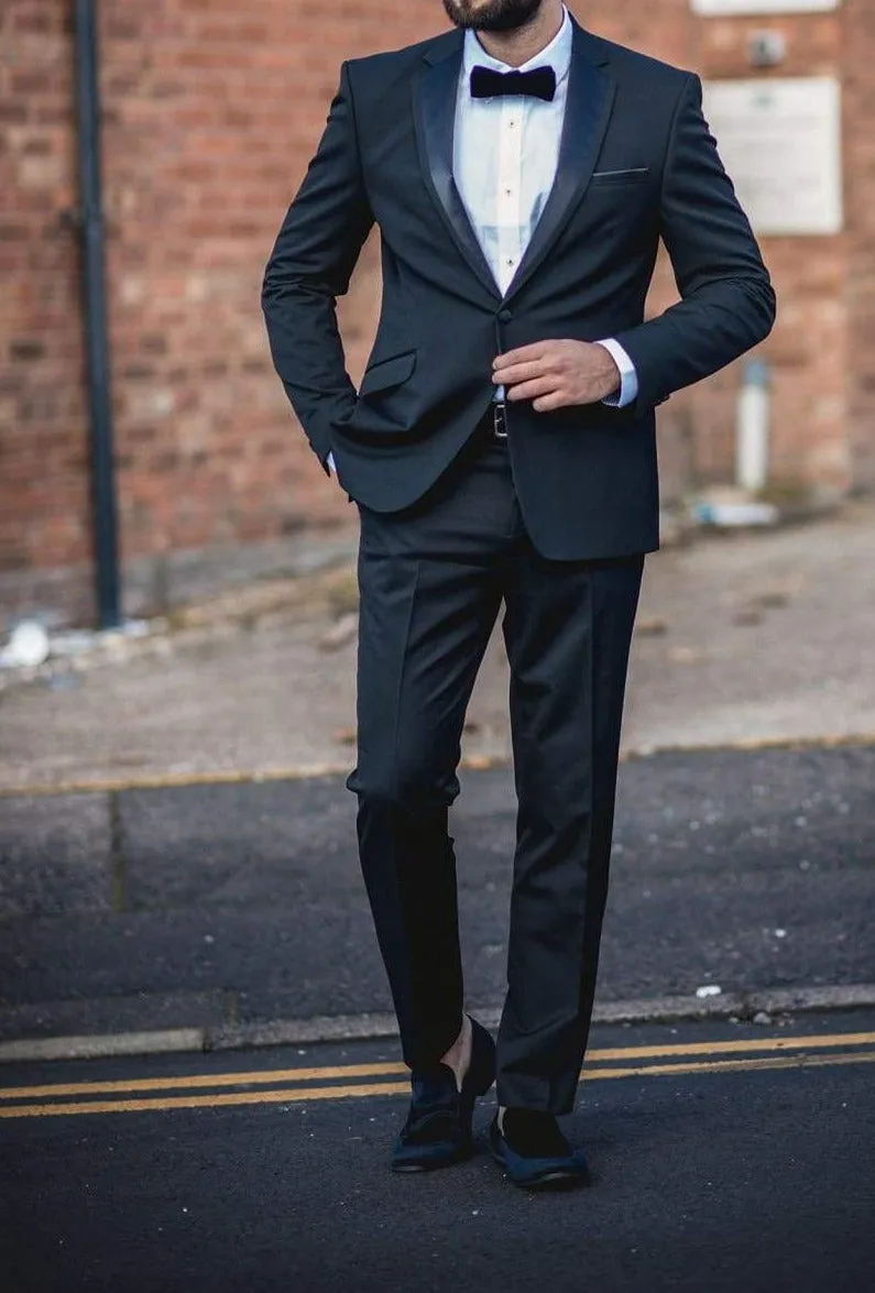 Cavani Tuxedo Black 2 Piece Slim Fit Tweed Suit