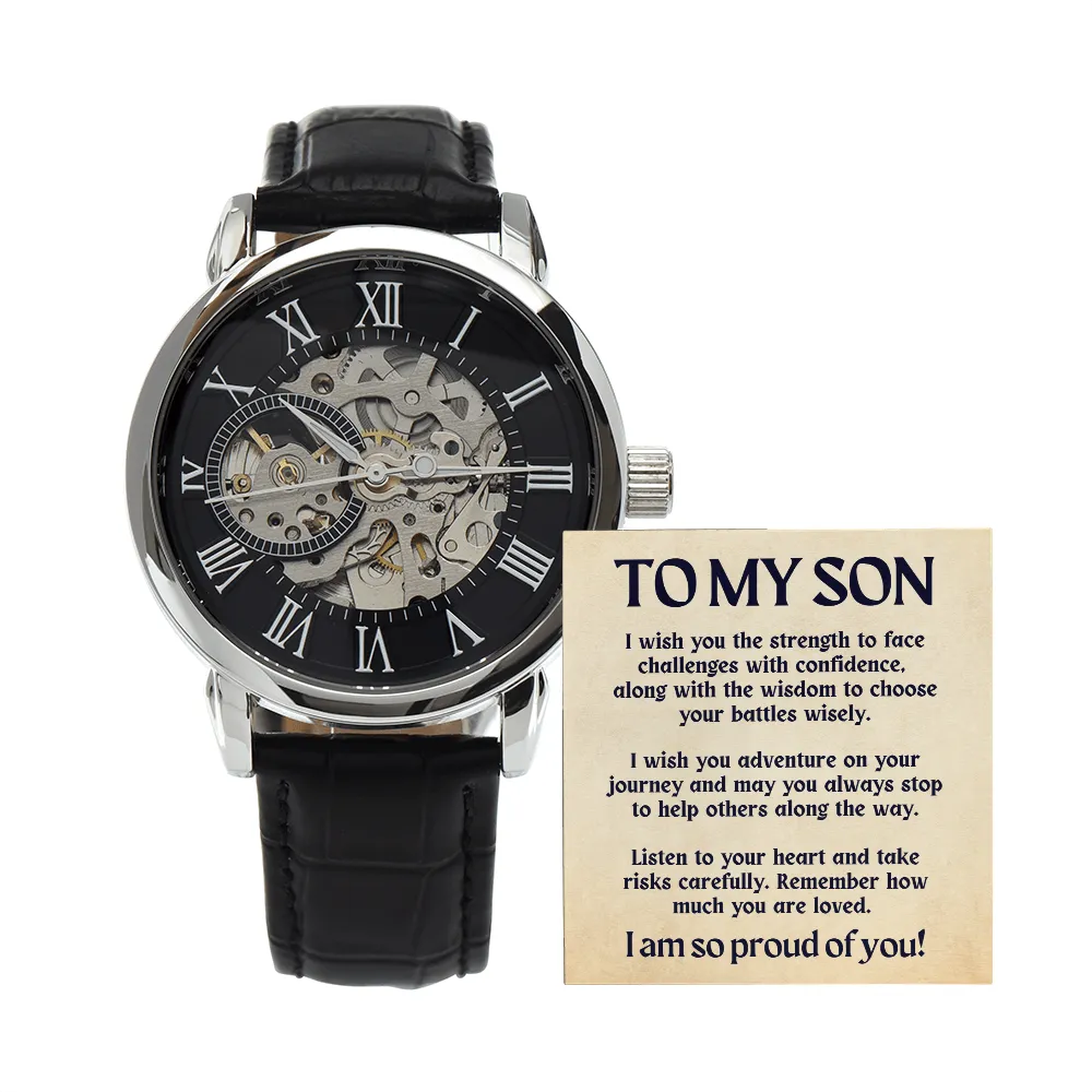 For My Son Love and Encouragement Men Openwork Watch