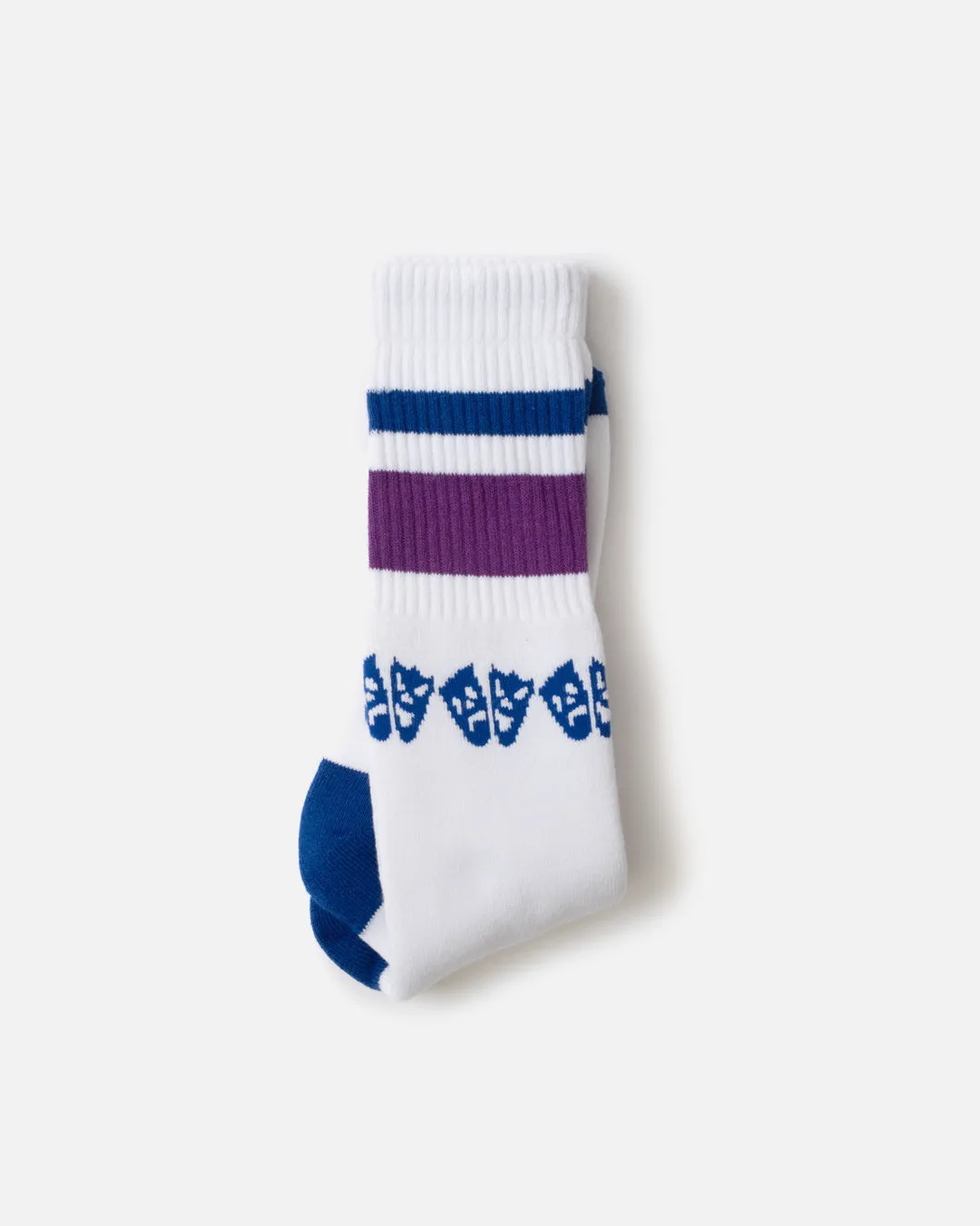 Two Face Hi Top Socks - White / Blue