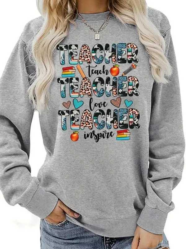 Teacher Print Women Sweatshirt