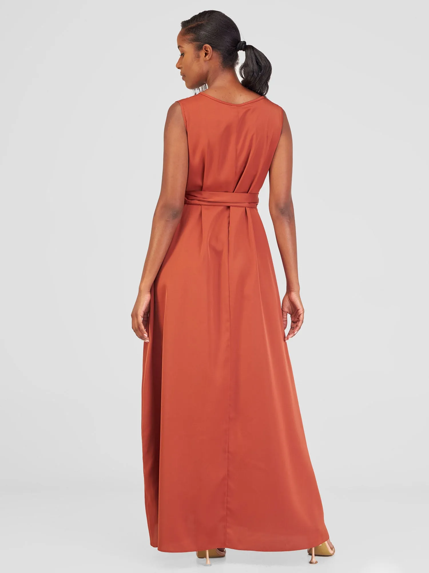 Vivo Maua Sleeveless Maxi Tent Dress - Rust Brown