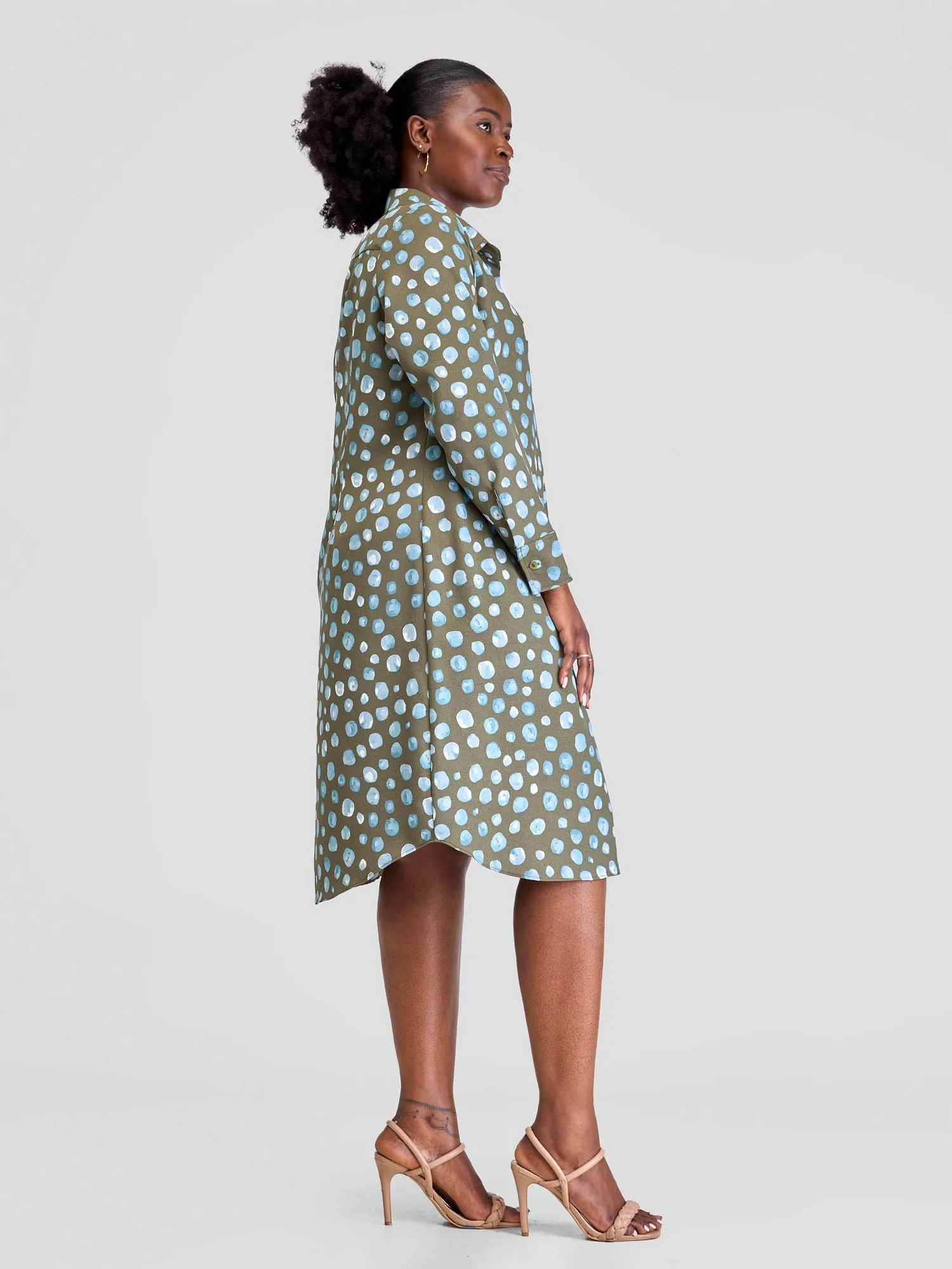 Vivo Yumi Long Sleeve Shirt Dress - Hunters Print