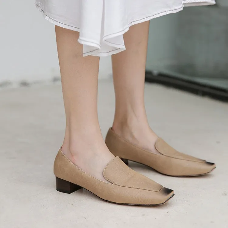 Women's Square Toe Color Block Block Heels Pumps