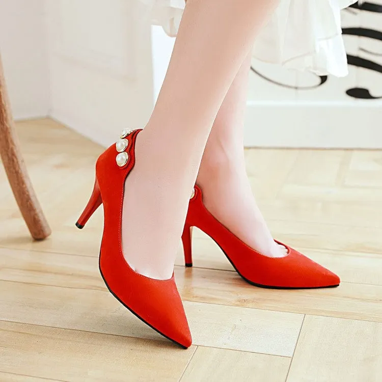 Pointed Toe Pearl Women's High Heels Stiletto Pumps