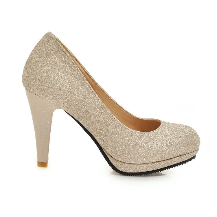 Women'sWomen's Glitter Platform Pumps High Heels Wedding Shoes