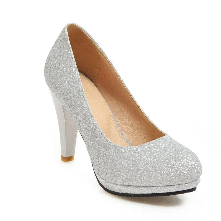 Women'sWomen's Glitter Platform Pumps High Heels Wedding Shoes