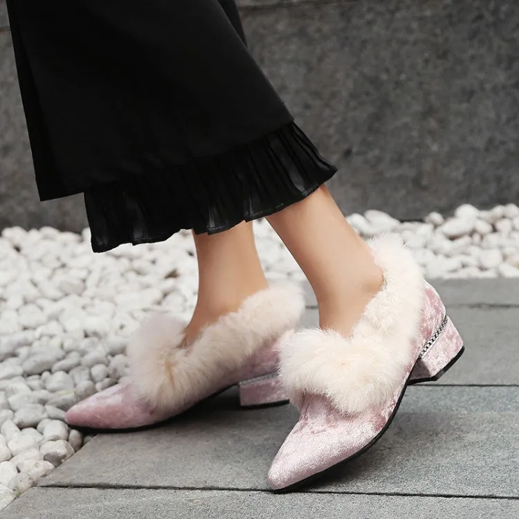 Women's Furry Chunky Heels Shoes