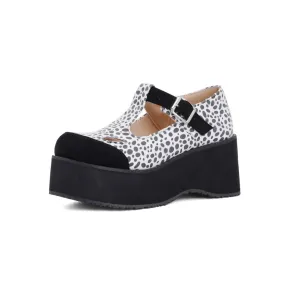 Women's T Strap Printed Platform Wedge Heels Shoes